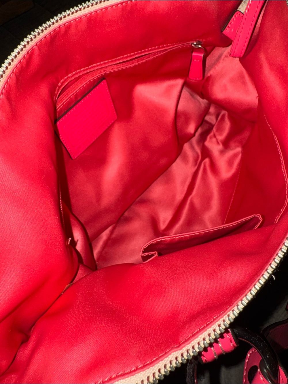 Coach Beige Signature Shoulder Bag with Hot Pink Trim Madison Line Collection - Picture 3 of 5
